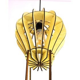 Resim Hüma Çocuk Genç Odası Için Doğal Ahşap Mdf 3D Puzzle Lazer Kesim Uçan Balon Avize 