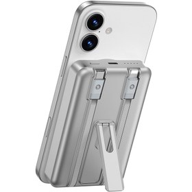 Resim Wiwu Wi-P056 Taşınabilir Wireless Şarj ve PD Hızlı Şarj Özellikli Powerbank 15W 10000mAh Gri 