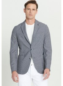 Resim Ac&Co / Altınyıldız Classics Erkek Sıyah Beyaz Slim Fit Dar Kesim Mono Yaka Desenli Blazer Ceket Sıyah Beyaz Siyah - Beyaz 
