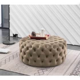 Resim Deccostil Kapitoneli Yuvarlak Kapitoneli Puf/Orta Sehpa 