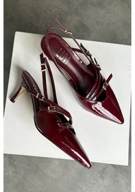 Resim Luvishoes Magra Bordo Rugan Kadın Topuklu Ayakkabı Bordo Rugan 