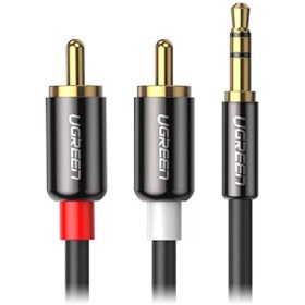 Resim 3.5 MM Aux 2 RCA 3 M Siyah Ses Kablosu 