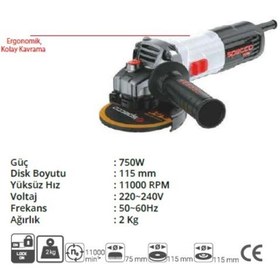 Resim Specco Avuç Taşlama 115mm 750w Sp5019 