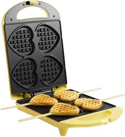 Resim bestron Waffle Ütü, Çubuklara Yapıştırılmış Kalp Şeklinde Waffle Yapmak Için, 