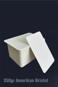 Resim 100 Adet 350 gr Oval Kesim Saf Beyaz Baskısız Kart 5,2x8,4 Cm Boş Selefonsuz Flashcard Kartvizit - 1000 Adet 