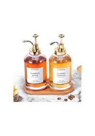 Resim Home 500 Ml Cam Sıvı Sabunluk Ve Losyonluk, Yüksek Kaliteli Krom Başlık, Şık Tasarım, Çok Amaçlı Kullanım İçin İdeal: Kahve Şurubu, Sıvı Yağ, Sirke, Losyon Ve Sıvı Sabun Gold, Yuvarlak Siyah 