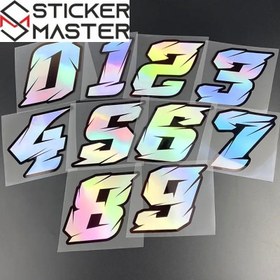 Resim Numara Sticker | 0-9 Arası Yarış Tarzı Holografik Decal (5-10 cm)-Hologramlı - Sayı 4 / Yükseklik 5 Cm 