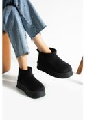 Resim Kadın Mini Süet Içi Kürklü Yüksek Kalın Taban Kışlık Bot & Bootie Siyah 