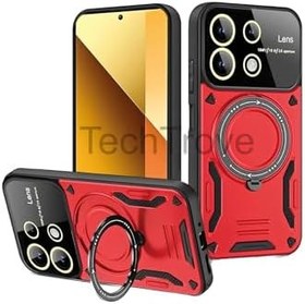 Resim Xiaomi Redmi Note 13 4G Kılıf Kamera Korumalı Stand Özellikli Maksimum Darbe Korumalı Kapak Kırmızı 