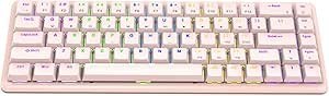 Resim Rampage REBEL Pembe Low Profile BLUE SWITCH Mekanik Gaming Oyuncu Klavye US Layout Rainbow 