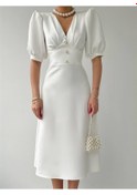 Resim Linda Midi Elbise Beyaz 