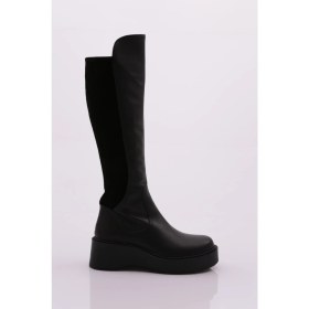 Resim DGN 22535-22K Kadin Kalin Taban Fermuarli Knee High Çizme 