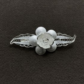 Resim Midyat Nurtaş Gümüş Çiçek Model Elişçiliği Telkari Gümüş Broş (Yaka Iğnesi) 