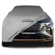 Resim ULTRASHOP Hyundai Tucson (2020 - ) Gri Kumaş Araba Branda Logolu Kumaş Araba Brandası Penye Oto Branda 