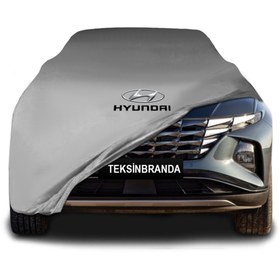 Resim ULTRASHOP Hyundai Tucson (2020 - ) Gri Kumaş Araba Branda Logolu Kumaş Araba Brandası Penye Oto Branda 