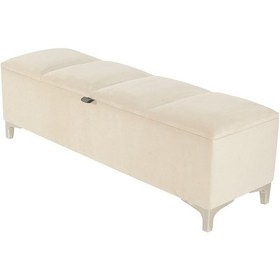 Resim Vetra V2 Sandıklı Puf Beyaz Dilimli Model Sandıklı Bench Puf - Sandıklı Yatak Ucu Bankı 