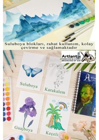 Resim Telli Suluboya Bloğu A4 210gr 20 Yaprak İnce Dokulu Eskiz Defteri Sulu Boya Kağıdı Çizim Guaj Boya Gravür Karakalem 