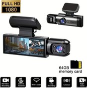 Resim Motion003 64gb Kartlı 1080p Çift Kameralı Araç İçi Kamera 3.16in Ips Ekran G Sensor Gece Görüşü 
