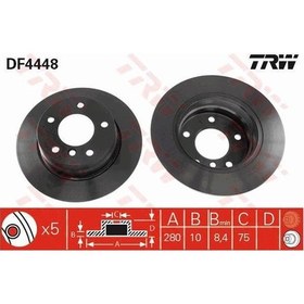 Resim TRW DF4448 Fren Diski Arka Bmw 1 E87 04- Düz 280Mm 
