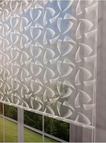 Resim donatti perde NOVA Serisi - Üç Yaprak Desenli Çift Mekanizmalı Beyaz Perde 120 x 260 