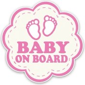 Resim Tsc Arabada Bebek Var Sticker Yapıştırma 18 cm 