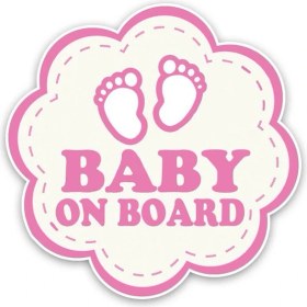 Resim Tsc Arabada Bebek Var Sticker Yapıştırma 18 cm 