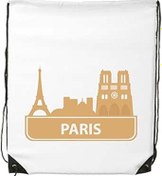 Resim DIYthinker Kadın Paris Fransız Sarı Kent Simgesi Desenli İpli Sırt Çantası İnce Çizgiler Alışveriş Yaratıcı El Çantası Omuz Environ Tal Polyester Çanta 