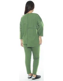 Resim Lady Majestic Cotton 1. Kalite Büyük Beden Özel Tasarım Eşofman Takımı Çağla Yeşili Yeşil 