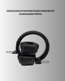 Resim Ergonomik Konforlu Kablosuz Kulak Üstü Bluetooth Kulaklık 