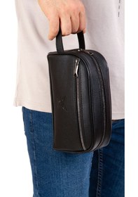 Resim Adelina Bags Erkek El Çantası Seyahat Traş Kozmetik Siyah Çanta Ve Mekanizmalı Cüzdan Set Siyah 