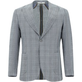 Resim Kiğılı 7 Drop Slim Fit Dar Kesim Yünlü Keten Karışımlı Ekose Spor Ceket 