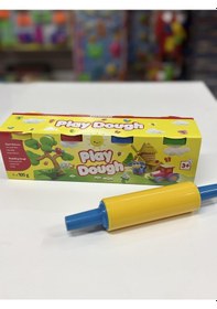 Resim 4'lü Çok Renkli Oyun Hamuru Ve Merdanesi Oyun Seti Çok Renkli 