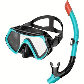 Resim Yetişkin Kuru Şnorkel Seti, 180° Panoramik Geniş Görüş Anti-Sis Maske, Serbest Solunum ve Yüzme İçin Profesyonel Şnorkel Ekipmanı, PC Malzeme, Songkran Festivali, Açık Hava Su Sporları Ekipmanı 