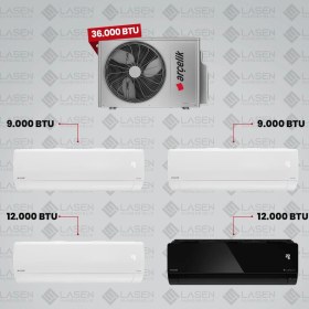 Resim Arçelik 1+4 Multi Sistem Klima / 36100 Md Pro Dış Ünite ( 2 Adet 9.000 Btu Beyaz + 12 Btu Beyaz + 12 Btu Siyah Iç Üniteler ) 