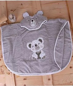 Resim Baveno %100 Pamuk Yuvarlak Koala Çocuk Banyo&Plaj Panço Havlu Gri Tek Ebat 