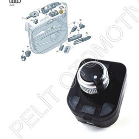 Resim Audi A3 Ayna Ayar Düğmesi 4f0959565a 2009- 2013 