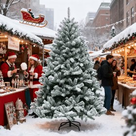 Resim 213.36cm Yapay Noel Süs Ağacı | Yüksek Yoğunluklu Yeşil Yapraklar + Metal Taban Tasarımı | Ev Tatil Oturma Odası Dekoru, Marka Noel Sergi Alanları, Geçici Stantlar Tatil Atmosferi Yaratma, Noel Süs Ağacı, Büyük Noel Ağacı, Büyük Noel Ağacı, Beyaz Noel Ağacı, Tam Noel Ağacı, Noel Ağacı Estetiği 