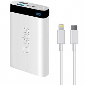 Resim Genel Markalar İntelligent Fast Charge 10.000mAh 2xUsbA + Type-C Çıkışlı Led Göstergeli Powerbank Beyaz 