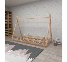 Resim Panda Doğal Ahşap Bebek ve Çocuk Montessori Karyola 