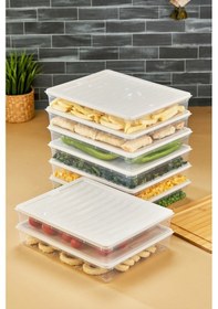 Resim Multi Box 8 Li Set Saklama Kabı Seti - Dondurucu & Mikrodalga Uyumlu Krem 