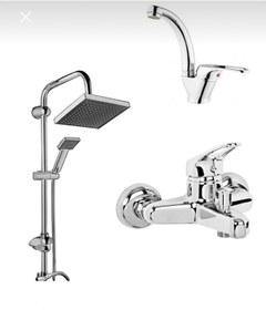 Resim Moonshop 3'lü Duş Seti Duş Robotu Banyo Bataryası Lavabo Bataryas 