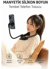 Resim Manyetik Silikon Boyun Telefon Tutucu Eller Serbest, Ayarlanabilir Ve Rahat Kullanım 1 ADET 