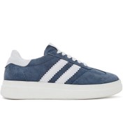 Resim Derimod Kadın Mavi Bağcıklı Kalın Tabanlı Süet Deri Sneaker 25SFD511010 