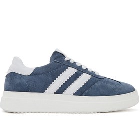 Resim Derimod Kadın Mavi Bağcıklı Kalın Tabanlı Süet Deri Sneaker 25SFD511010 