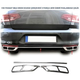 Resim Ebal Otomotiv VW Passat 3C B8,5 Krom Egzoz Çerçevesi 3 prç. 2019 P.ÇELİK 