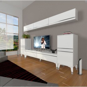 Resim Decoraktiv Eko 9 Mdf Std Silver Tv Ünitesi Tv Sehpası - Parlak Beyaz 