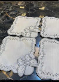 Resim Kelebek Gümüş 6'lı Kokteyl Sunum Peçetesi Linen Keten Kumaş 