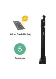 Resim 5 Fonksiyonlu Güneş Enerjisi İle Şarj Olabilen 48 Ledli Işıldak,aydınlatma Pr-3838 5570 Sarı 