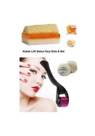Resim 3lü Peeling Cilt Bakım Kabak Lifli Keçi Sütlü Ballı Sabun Yaşlanma Karşıtı Yenileme Dermaroller 