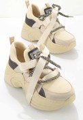 Resim Bambi Bej Streç Kadin Sneaker K01545202817 Bambi